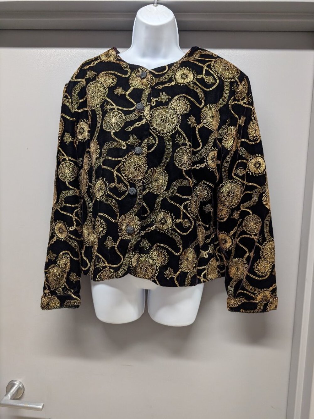 Norton McNaughton Black and Gold Floral Blazer Vintage